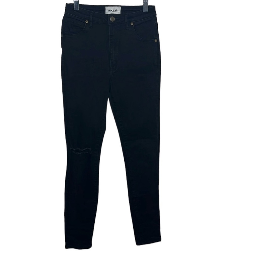 ROLLA'S East Coast Ankle Galaxy Rip Black Skinny Jeans Women Size 26